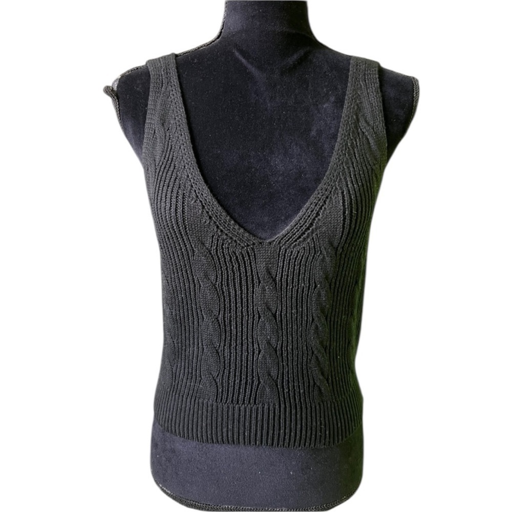 CJLA‎ Womens Black Cable Knit Sweater Tank Top Medium